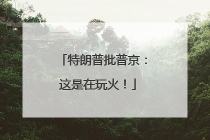 特朗普批普京：这是在玩火！