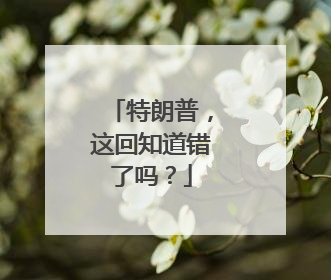 特朗普，这回知道错了吗？