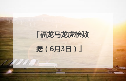 福龙马龙虎榜数据（6月3日）