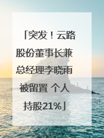 突发！云路股份董事长兼总经理李晓雨被留置 个人持股21%