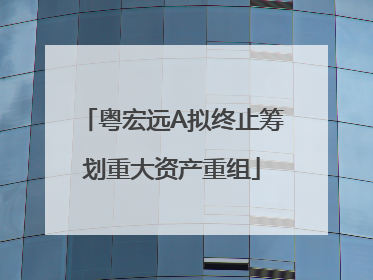 粤宏远A拟终止筹划重大资产重组