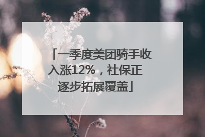 一季度美团骑手收入涨12%，社保正逐步拓展覆盖