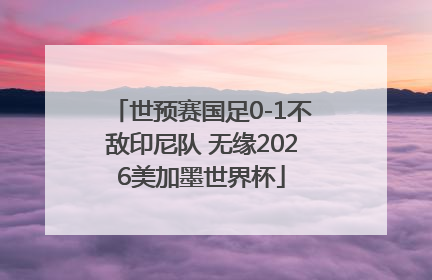 世预赛国足0-1不敌印尼队 无缘2026美加墨世界杯