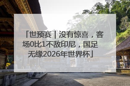 世预赛｜没有惊喜，客场0比1不敌印尼，国足无缘2026年世界杯