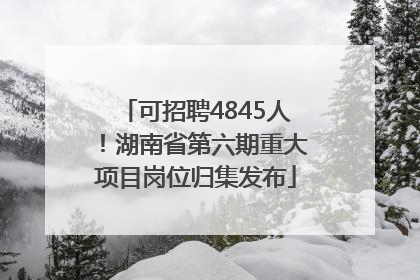 可招聘4845人！湖南省第六期重大项目岗位归集发布