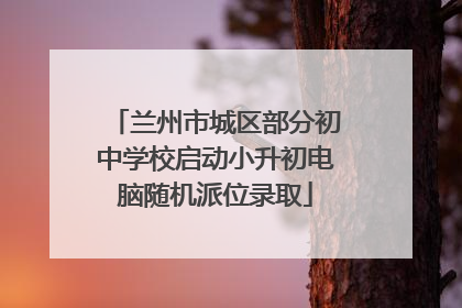 兰州市城区部分初中学校启动小升初电脑随机派位录取