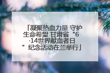 凝聚热血力量 守护生命希望 甘肃省“6 ·14世界献血者日”纪念活动在兰举行