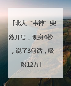北大“韦神”突然开号，现身4秒，说了3句话，吸粉12万