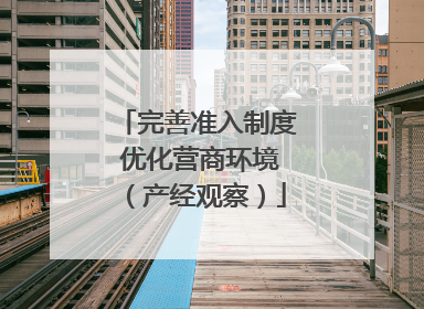 完善准入制度 优化营商环境（产经观察）