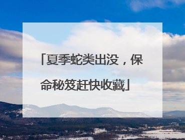 夏季蛇类出没，保命秘笈赶快收藏