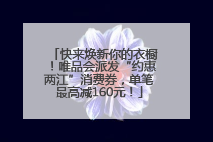 快来焕新你的衣橱！唯品会派发“约惠两江”消费券，单笔最高减160元！