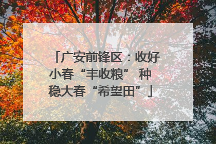 广安前锋区：收好小春“丰收粮” 种稳大春“希望田”