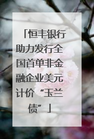 恒丰银行助力发行全国首单非金融企业美元计价“玉兰债”