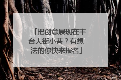 把创意展现在丰台大街小巷？有想法的你快来报名