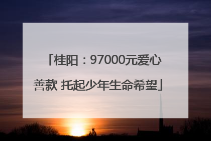 桂阳：97000元爱心善款 托起少年生命希望