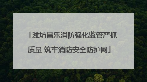 潍坊昌乐消防强化监管严抓质量 筑牢消防安全防护网