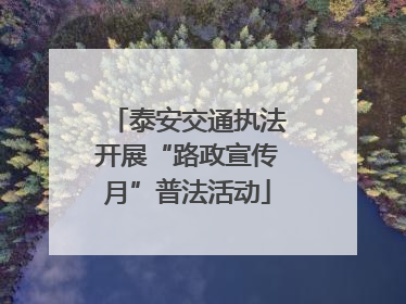 泰安交通执法开展“路政宣传月”普法活动