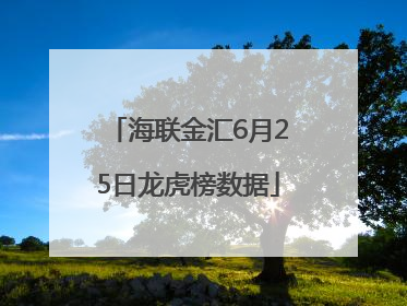 海联金汇6月25日龙虎榜数据