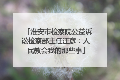 淮安市检察院公益诉讼检察部主任汪彦：人民教会我的那些事