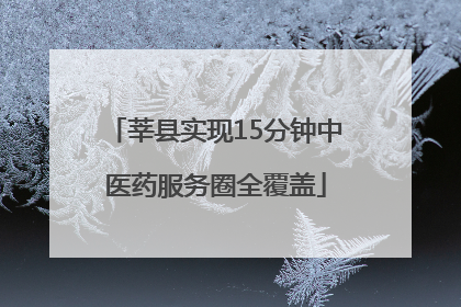 莘县实现15分钟中医药服务圈全覆盖