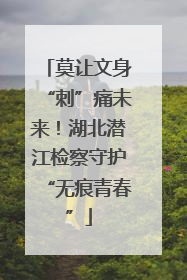 莫让文身“刺”痛未来！湖北潜江检察守护“无痕青春”