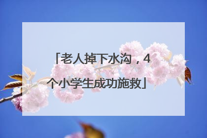 老人掉下水沟，4个小学生成功施救