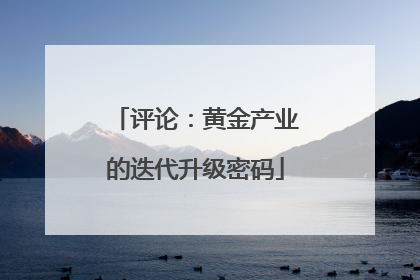 评论：黄金产业的迭代升级密码