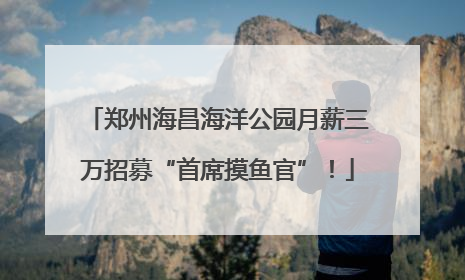 郑州海昌海洋公园月薪三万招募“首席摸鱼官”！