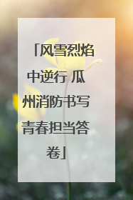 风雪烈焰中逆行 瓜州消防书写青春担当答卷