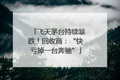 飞天茅台持续暴跌！回收商：“快亏掉一台奔驰”