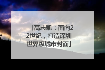 高志凯：面向22世纪，打造深圳世界级城市封面