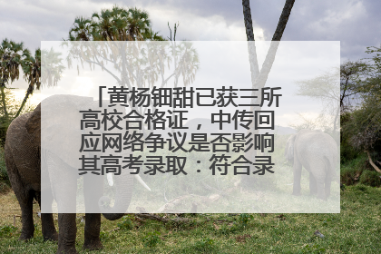 黄杨钿甜已获三所高校合格证，中传回应网络争议是否影响其高考录取：符合录取条件就能录取
