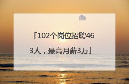 102个岗位招聘463人，最高月薪3万