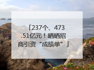 237个、473.51亿元！晒晒招商引资“成绩单”