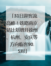 31日迎客流高峰！铁路南京站计划增开徐州、杭州、安庆等方向临客90.5对